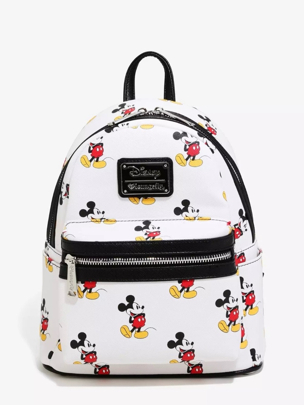 Loungefly White Mickey Mouse Mini Backpack with Red and Yellow Accents